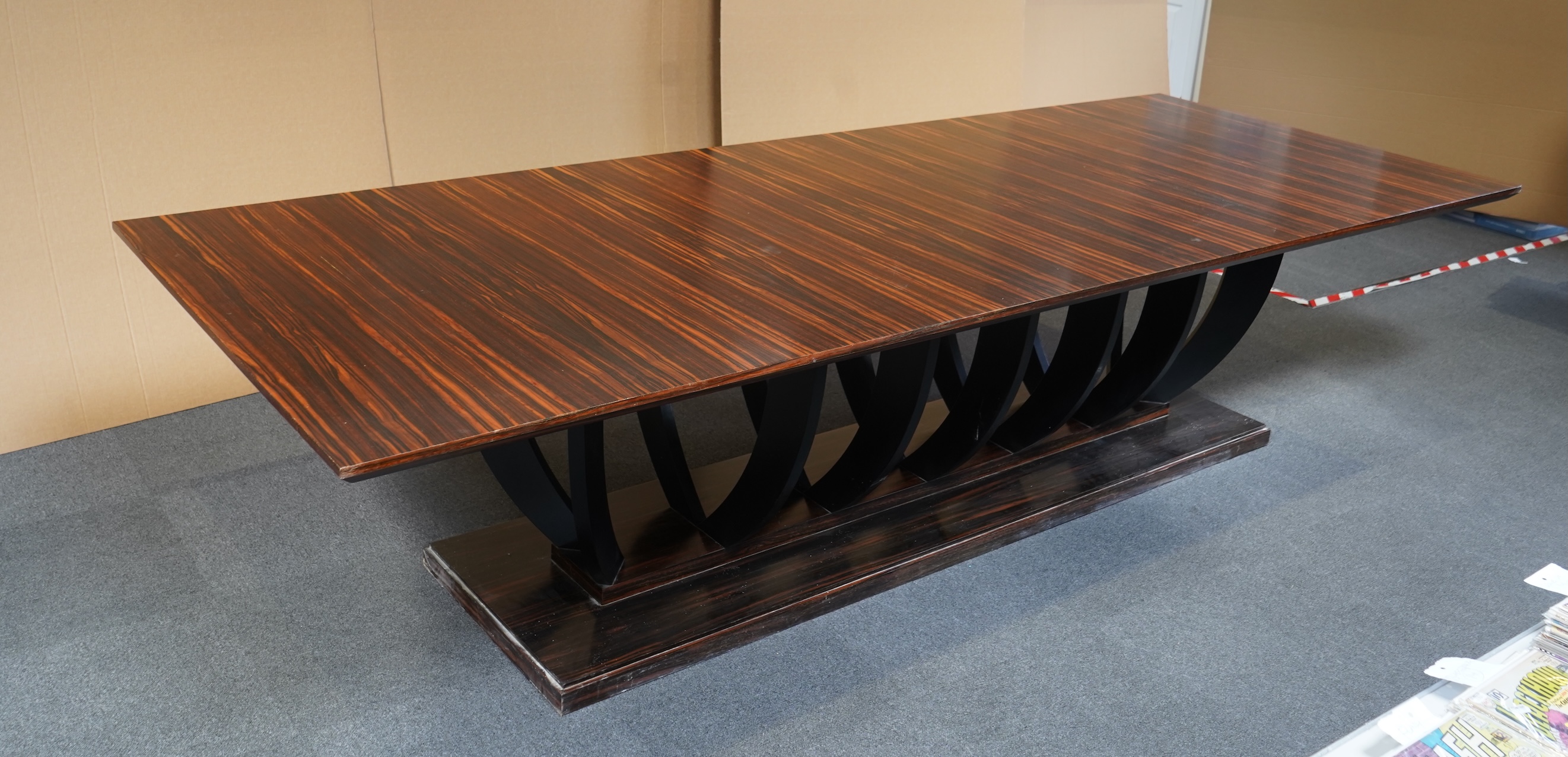 An Art Deco style macassar ebony boardroom/dining table